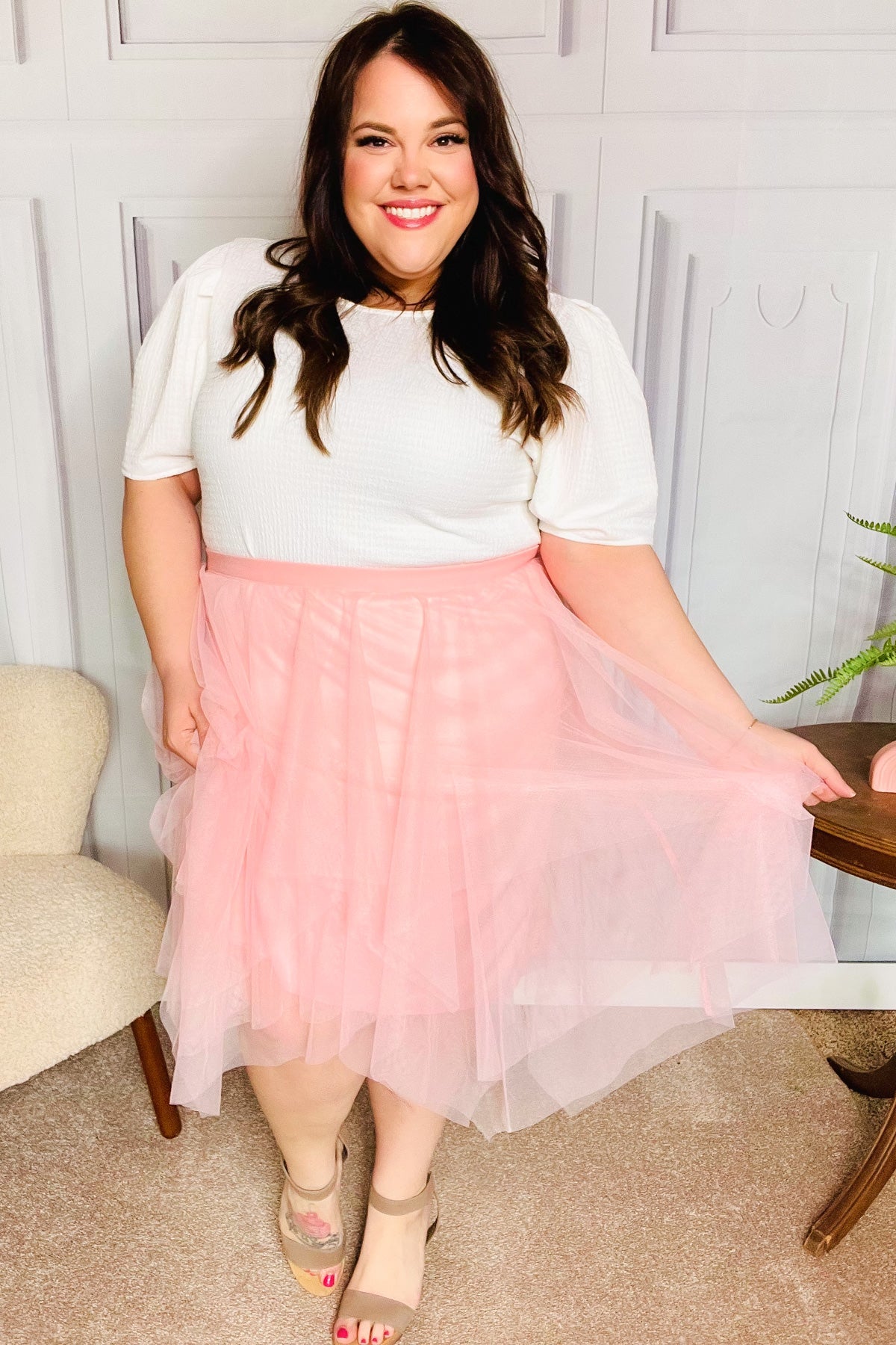 PINK LEMONADE DREAM MIDI SKIRT