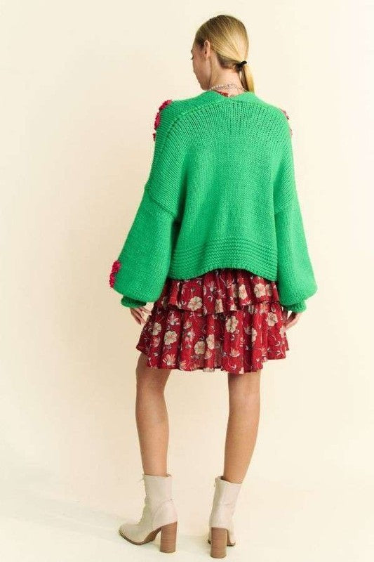 HOLLY BERRY BLOSSOMS CARDI