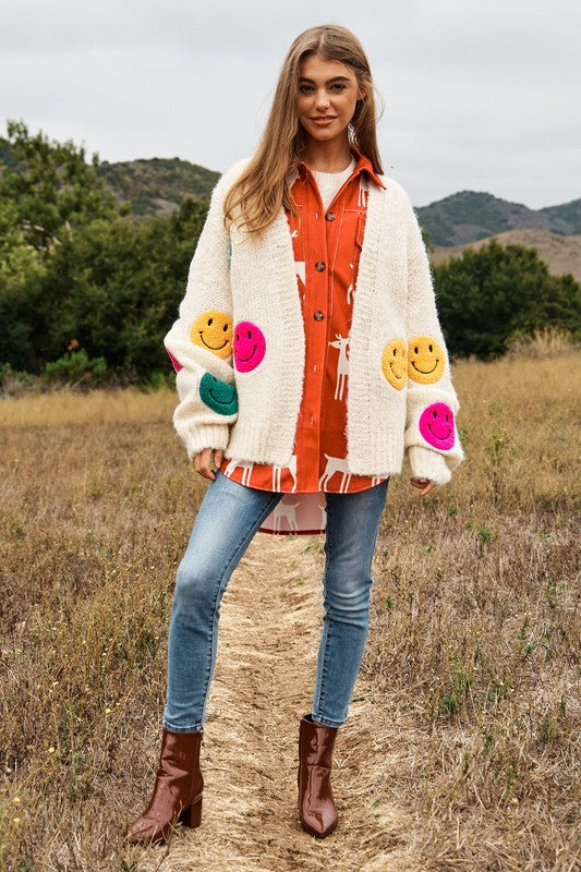 ALL SMILES AND COMFORT KNIT CARDI