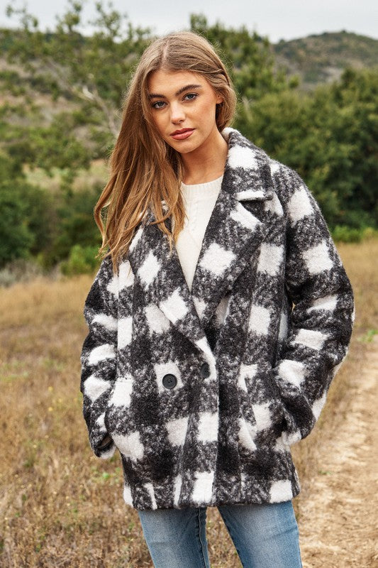 FUZZY CHIC DOUBLE-BREASTED COAT JACKET