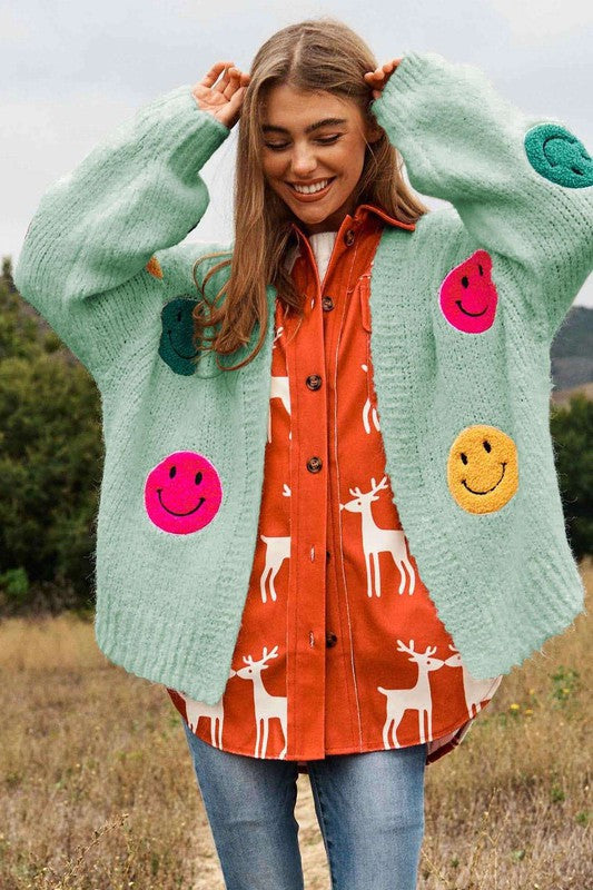 ALL SMILES AND COMFORT KNIT CARDI