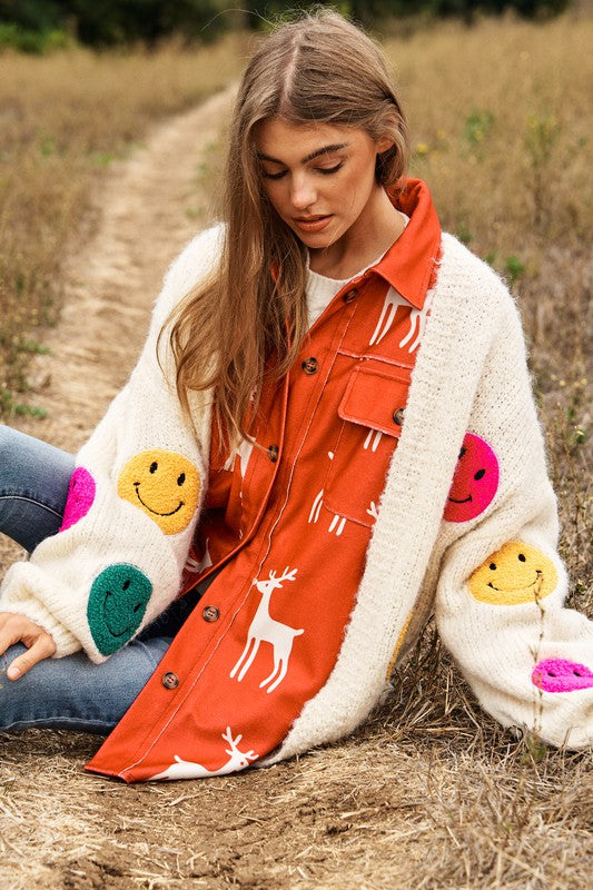 ALL SMILES AND COMFORT KNIT CARDI