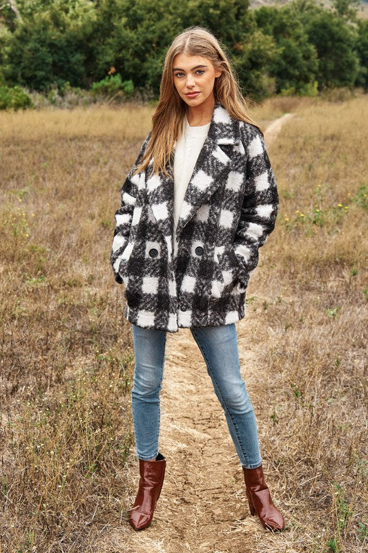 FUZZY CHIC DOUBLE-BREASTED COAT JACKET