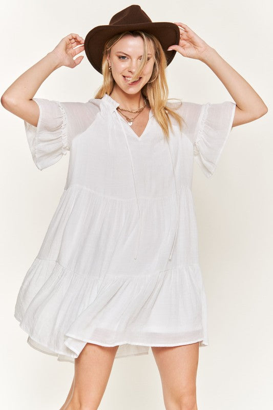 FRILLED TO THE BRIM TIERED MINI DRESS