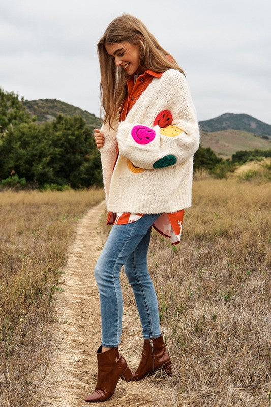 ALL SMILES AND COMFORT KNIT CARDI