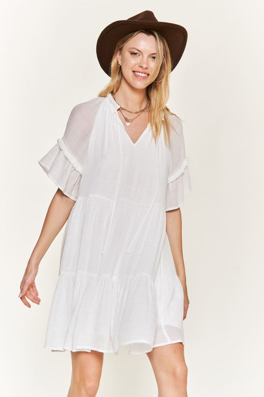 FRILLED TO THE BRIM TIERED MINI DRESS