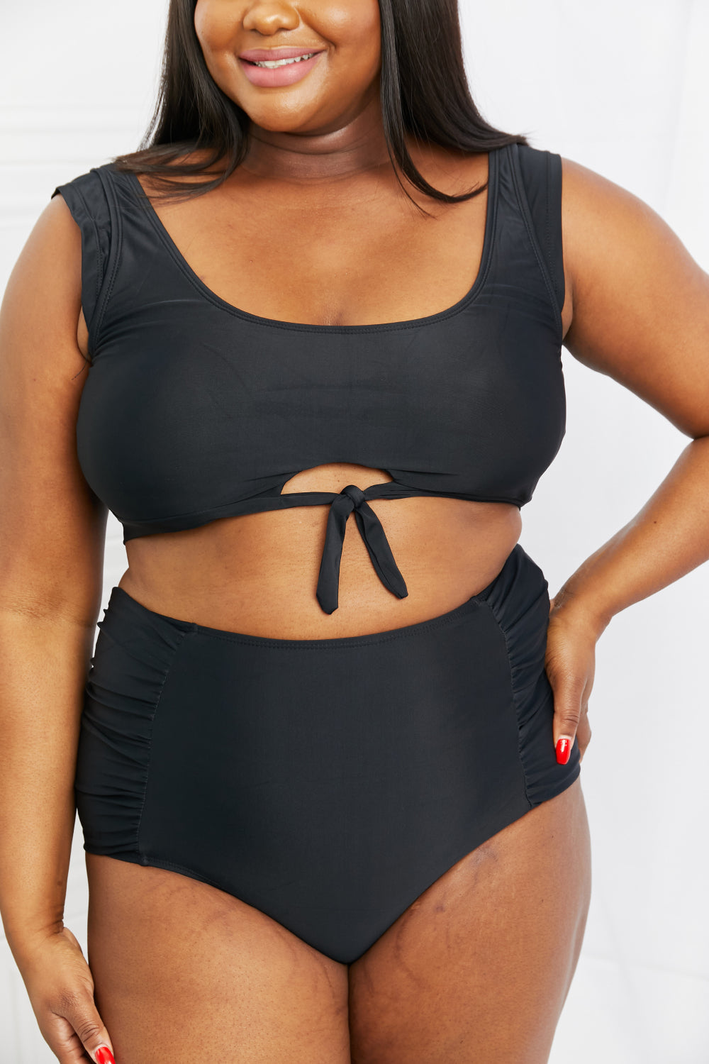 KNOT BUST TOP AND RUCHED BOTTOMS SET