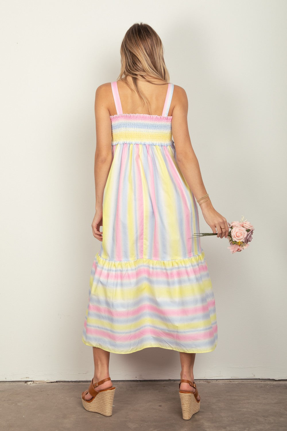 SPRING AWAKENING SMOCKED MIDI CAMI DRESS