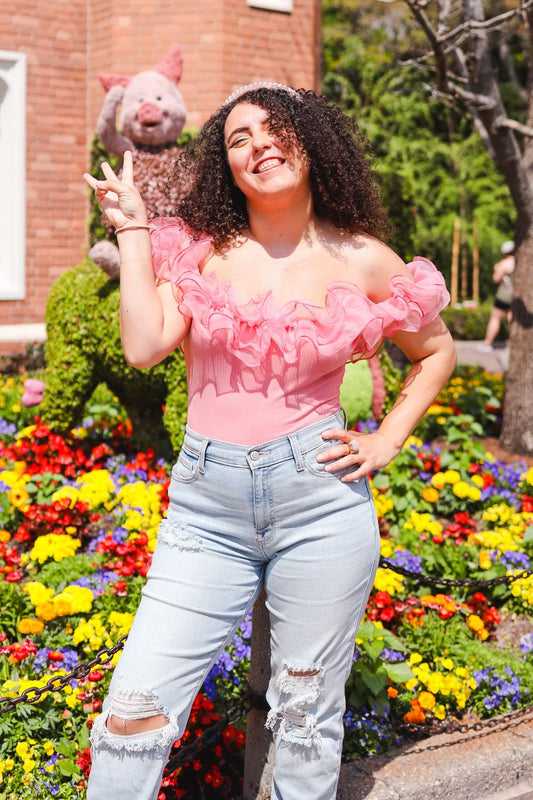 ALWAYS BLOOMING RUFFLED ORGANZA BODYSUIT