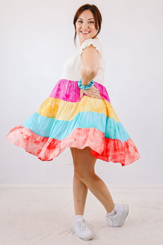 HOLA BEAUTIES COLORFUL TIERED DRESS