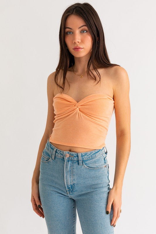 BE A PEACH TWIST TUB CROP TOP