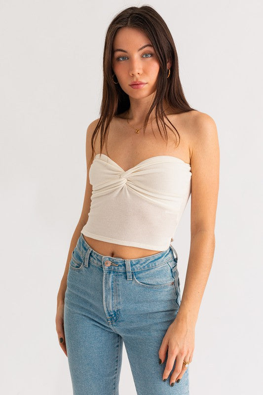 BE A PEACH TWIST TUB CROP TOP