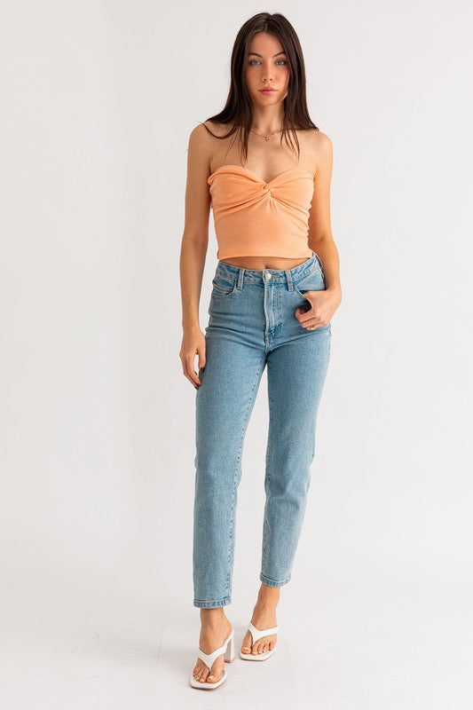 BE A PEACH TWIST TUB CROP TOP