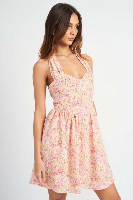 SECRET GARDEN BUSTIER HALTER NECK DRESS