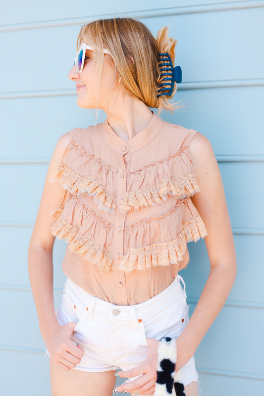 JUST BEACHIN' MOCK NECK TOP