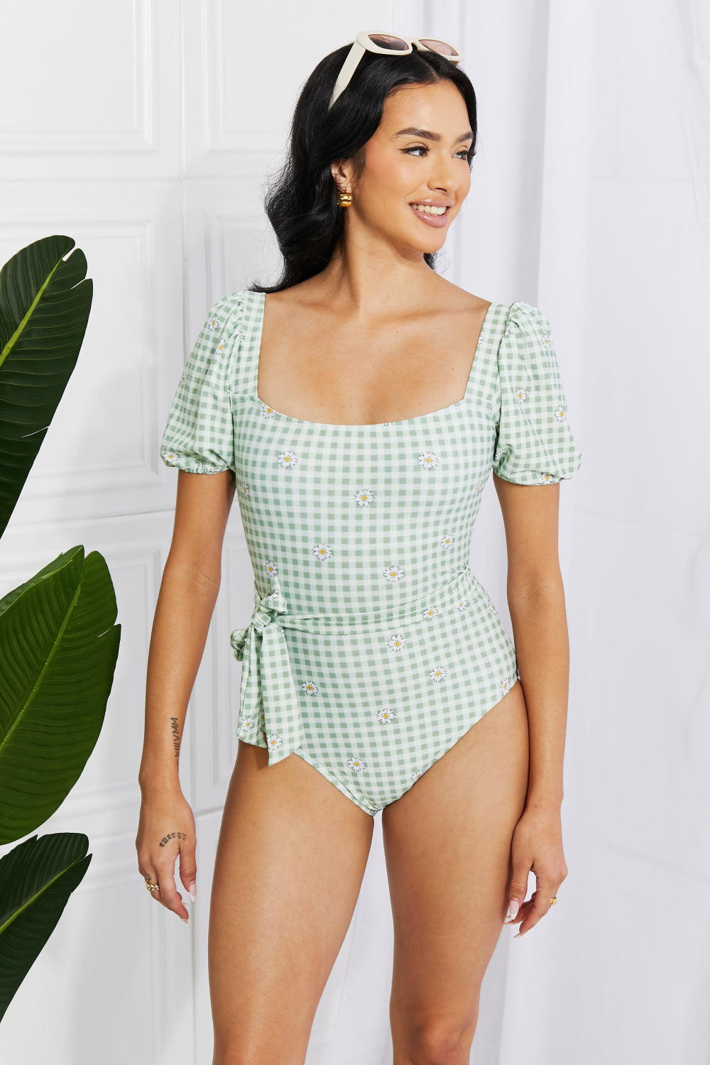 CLASSY BEACH VIBES PUFF SLEEVE ONE-PIECE