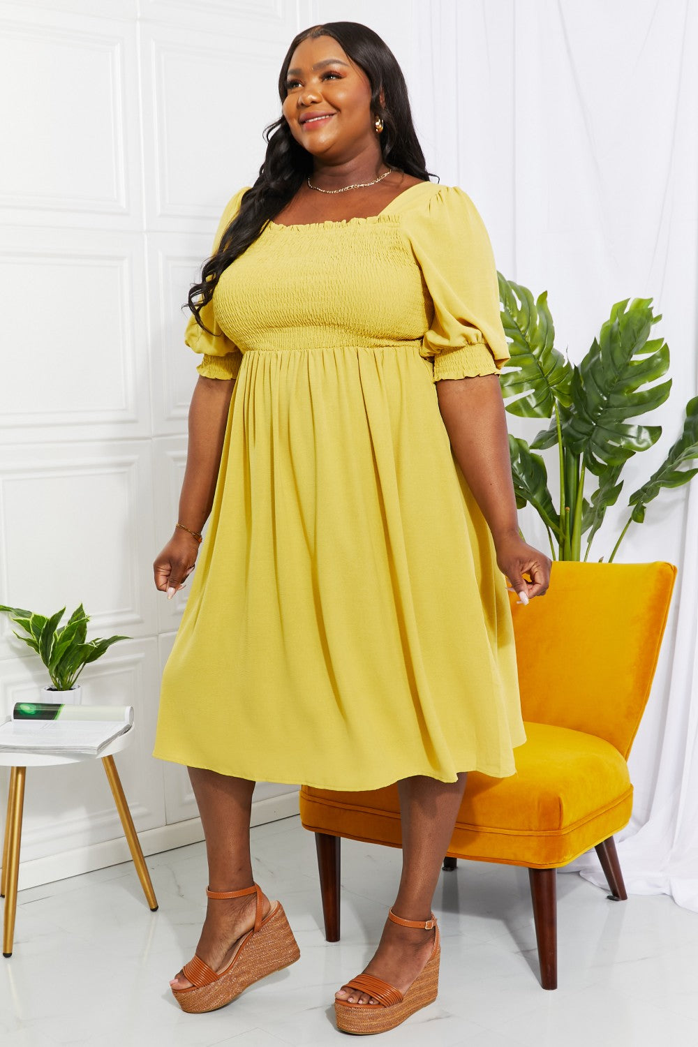 TALE AS OLD AS TIME SQUARE NECK MIDI DRESS