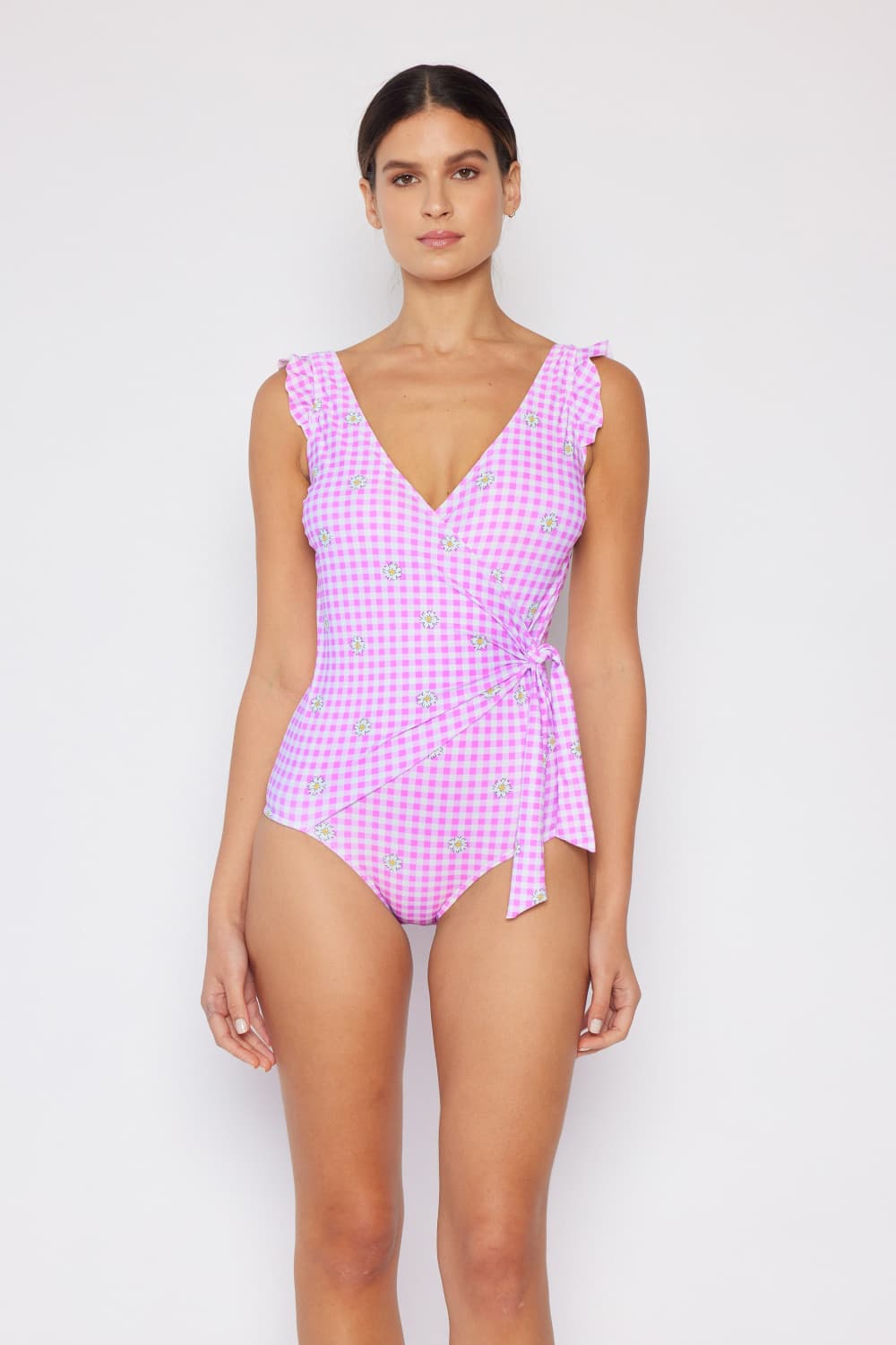 POOL PARTY RUFFLE FAUX WRAP ONE-PIECE SWIMSUIT