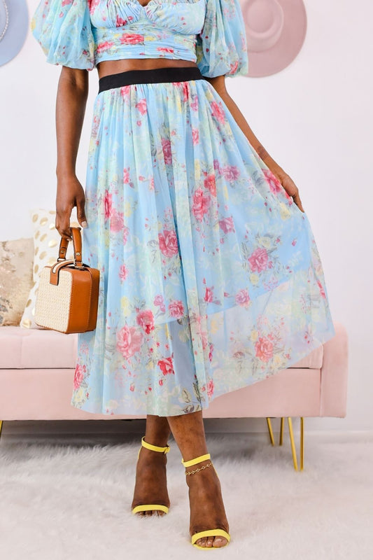 GO WITH THE FLORAL FLOW SKIRT