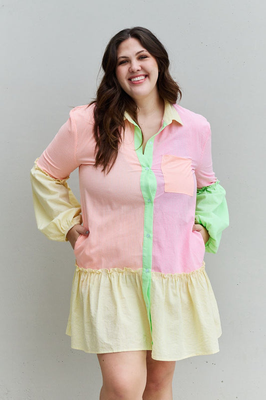 MY POWERPUFF COLORS  LONG SLEEVE SHIRT DRESS