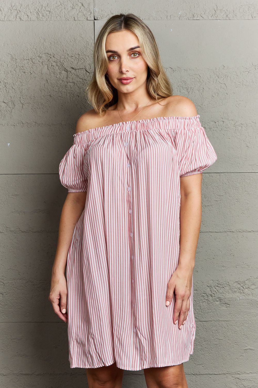 HEART OF GLASS OFF THE SHOULDER MINI DRESS