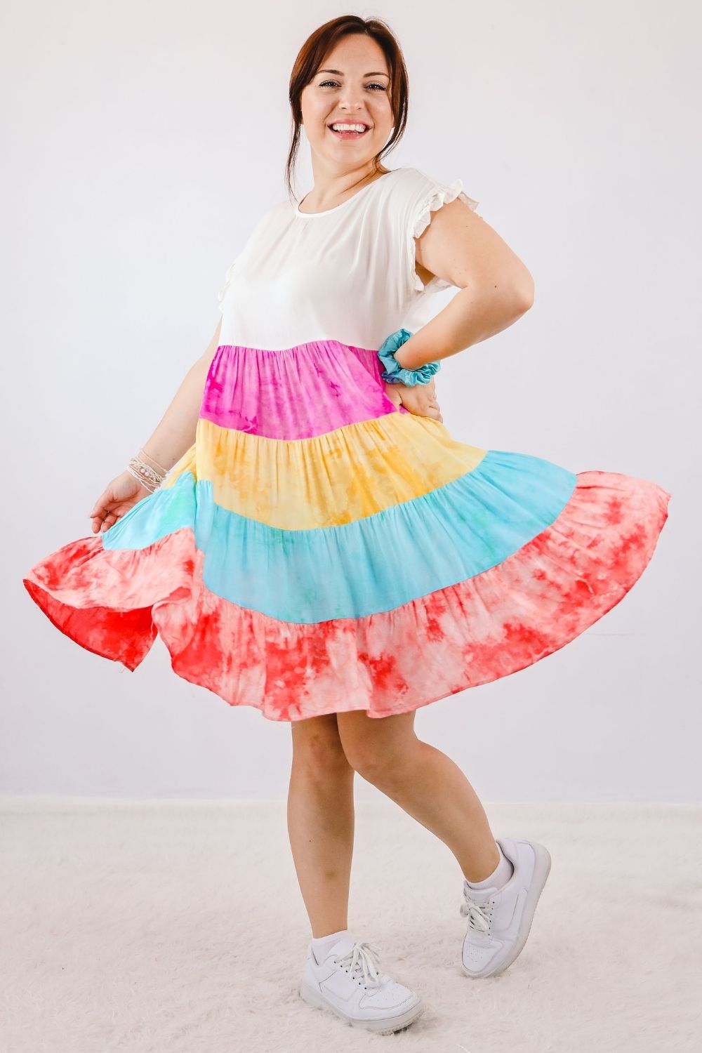 HOLA BEAUTIES COLORFUL TIERED DRESS