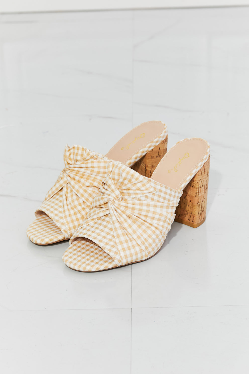 SPRING INTO STYLE PEEP TOE BLOCK HEAL MULES