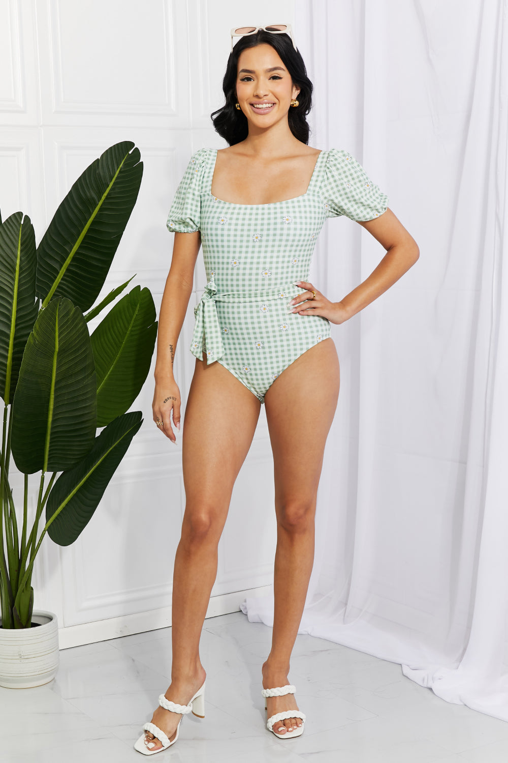 CLASSY BEACH VIBES PUFF SLEEVE ONE-PIECE