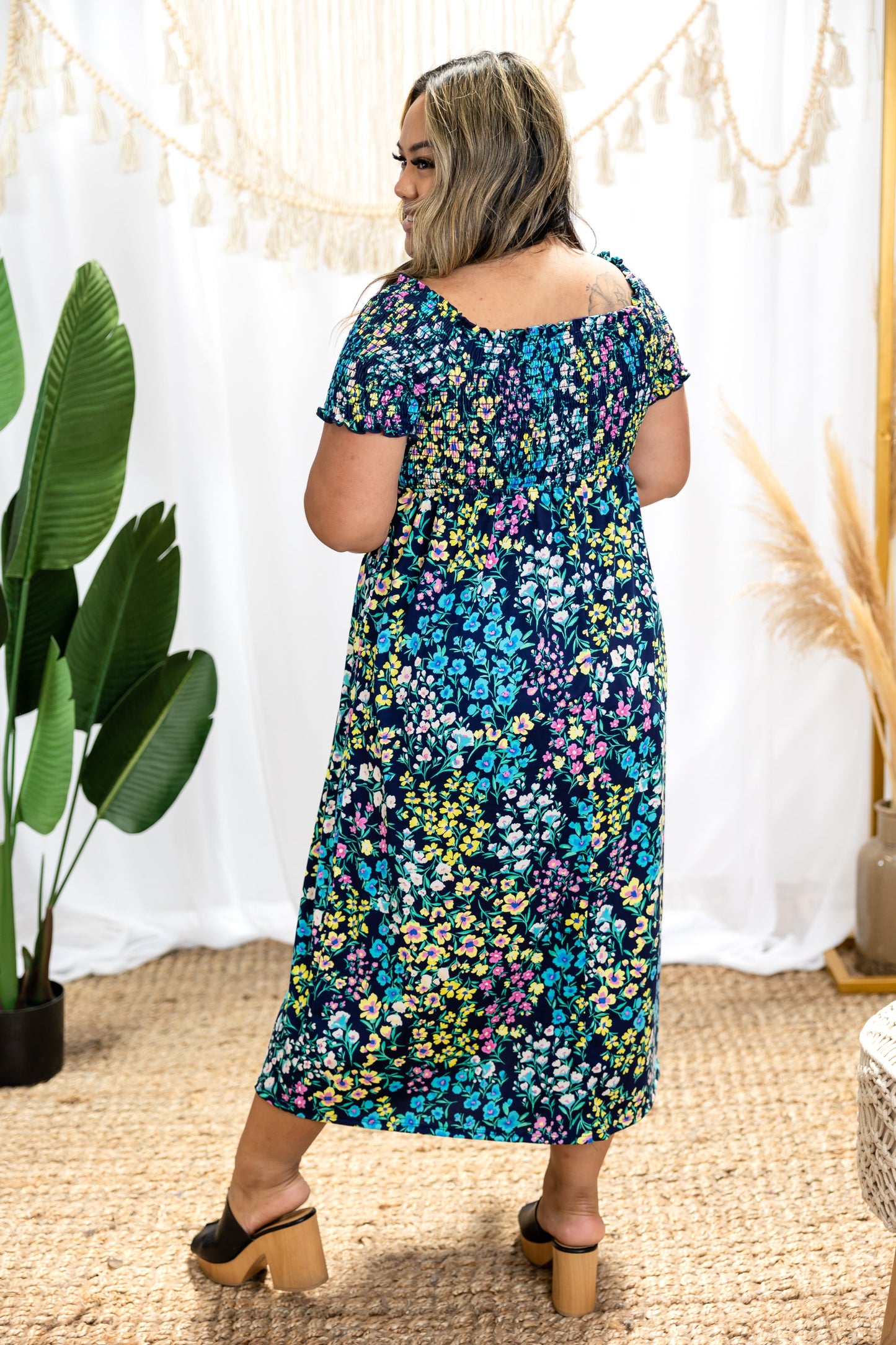 FLOWER CASCADES  MIDI DRESS