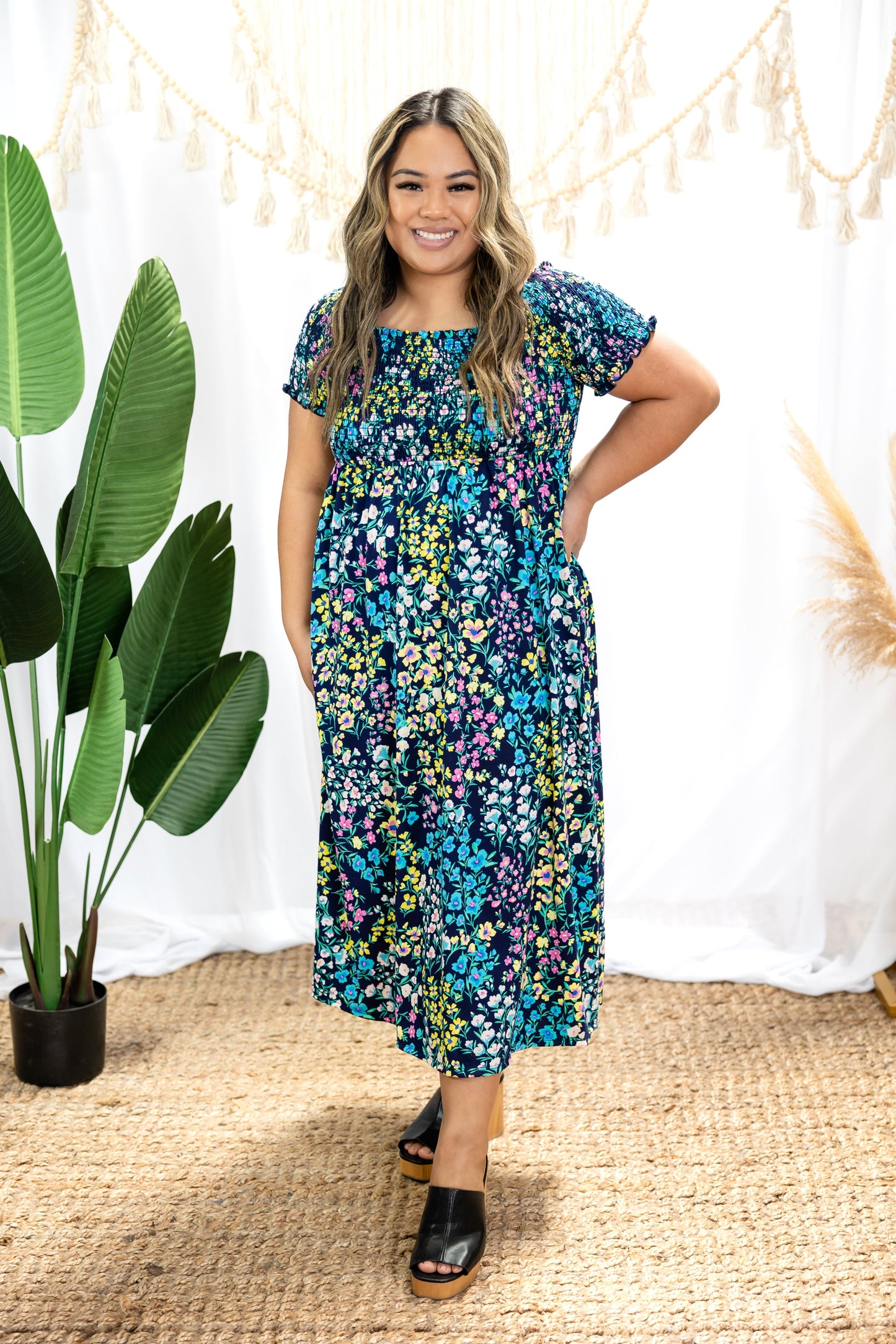 FLOWER CASCADES  MIDI DRESS