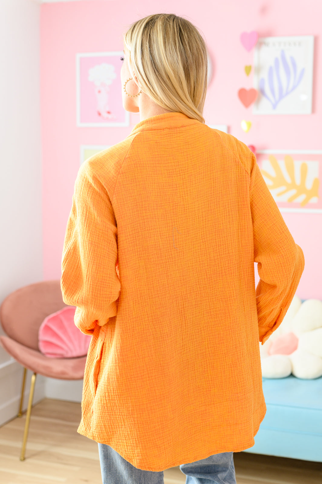 TOTALLY TANGERINE BUTTON UP TOP