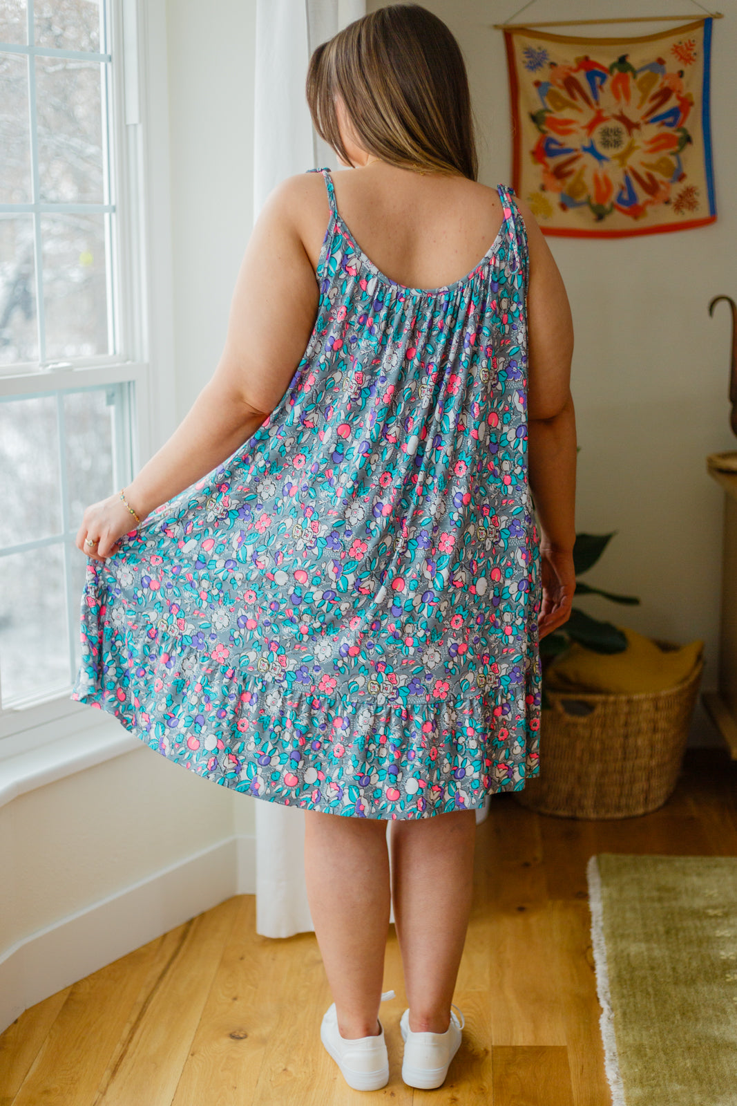 FLOWER ESSENCE TIE STRAP DRESS