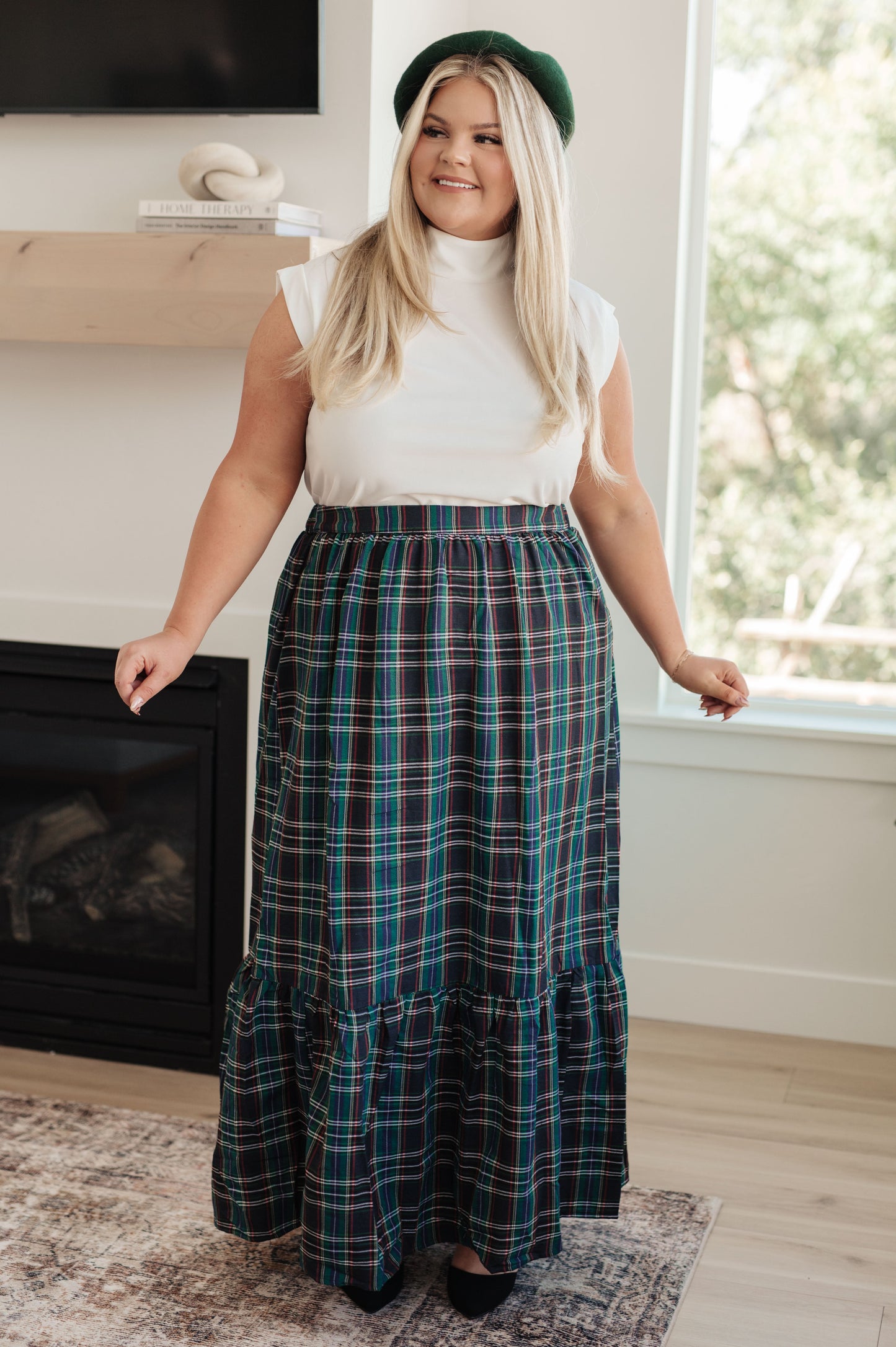 FESTIVE FLANNEL FINESSE MAXI SKIRT