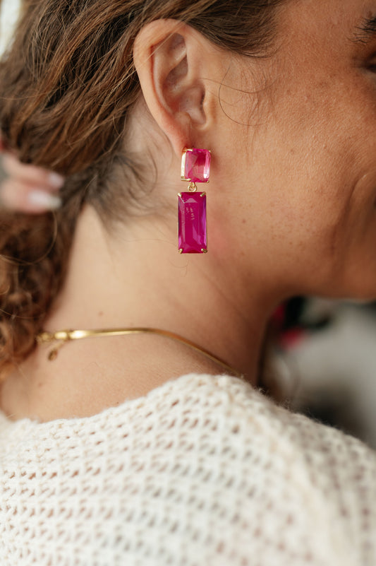 PINK PRISM SPARKLE DANGLE EARRINGS