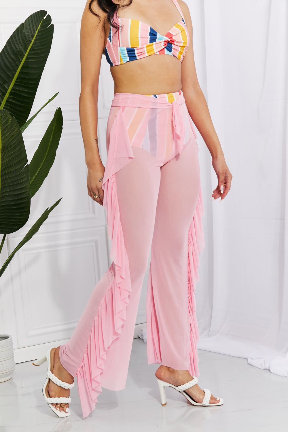 GO WITH THE FLOW MESH RUFFLE COVER UP PANTS