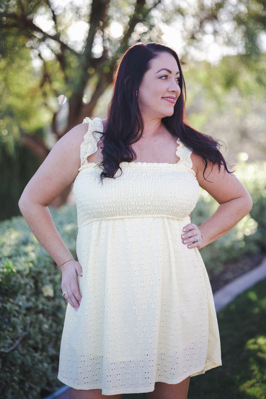 THE SUN IS UP EYELET DRESS