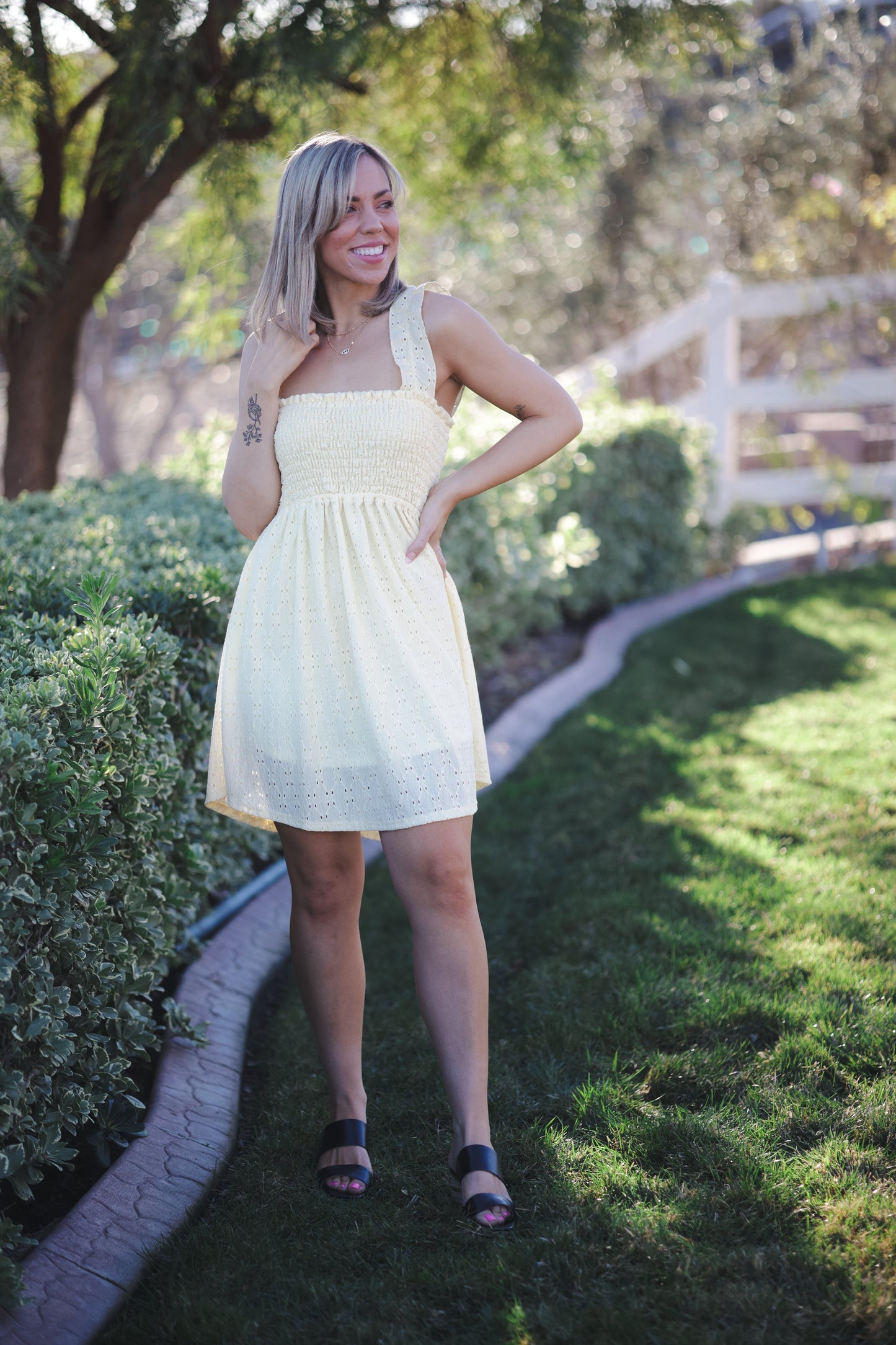 THE SUN IS UP EYELET DRESS