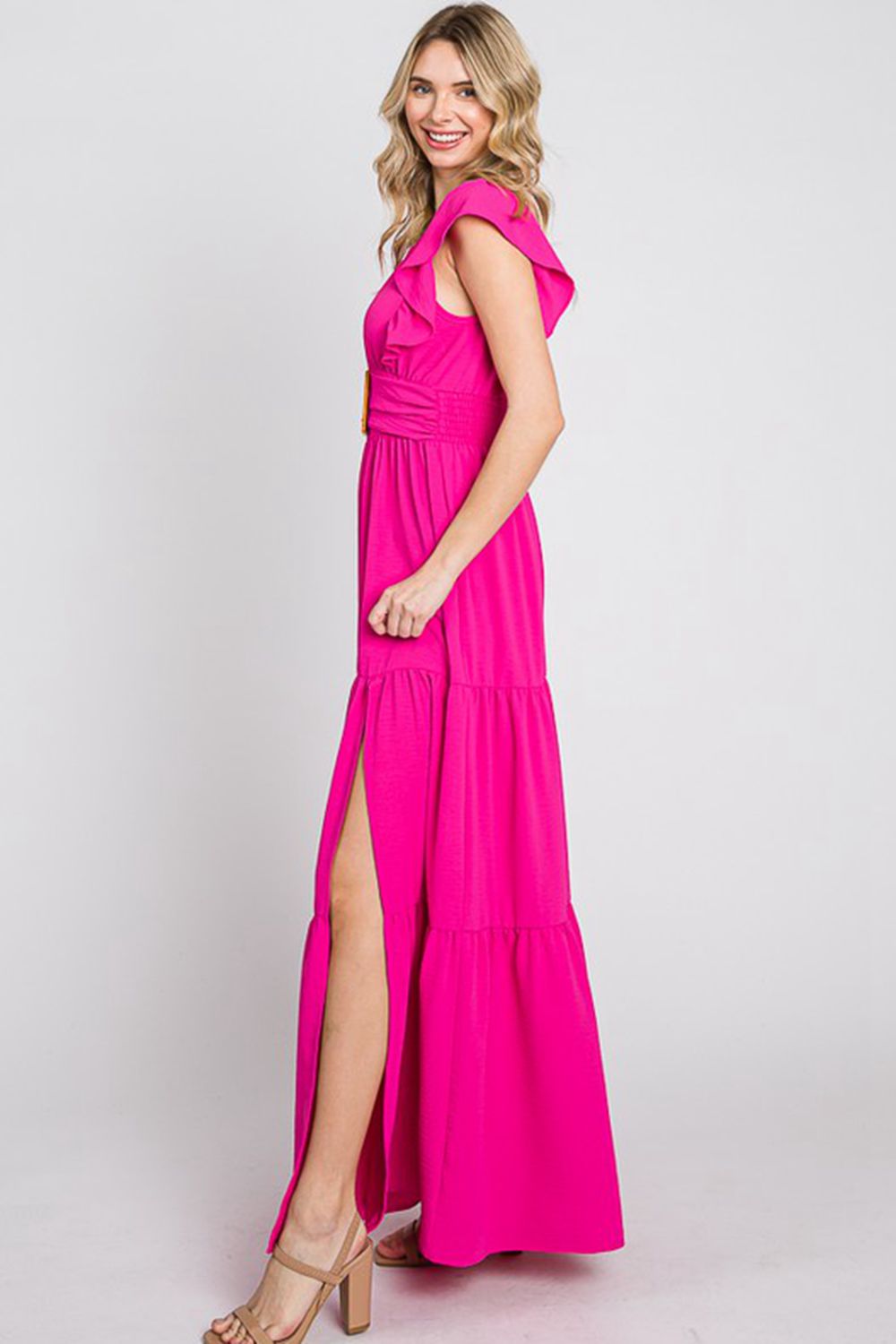 IN BETWEEN DAYS SIDE SLIT MAXI DRESS