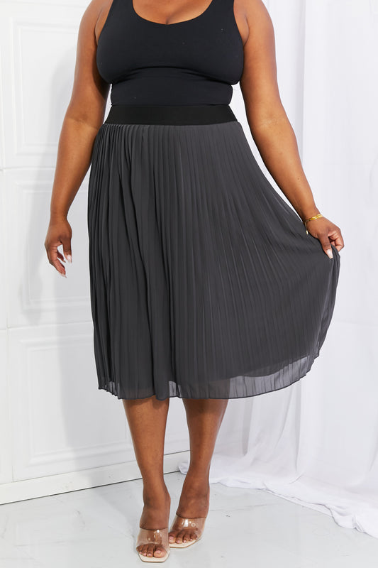 LOVE ON TOP PLEATED CHIFFON MIDI SKIRT