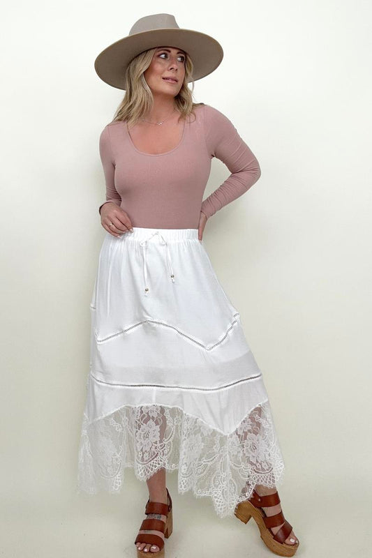 CALM AND SIMPLE ASYMMETRICAL HEM MAXI SKIRT